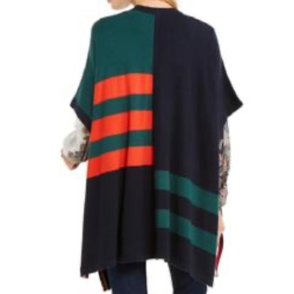 TOMMY HILFIGER Women's Soft Knit Prep Colorblock Design Cardigan Poncho Sweater - Picture 4 of 6